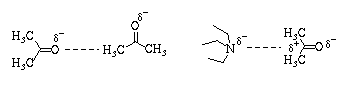 Picture of acetone-acetone and triethylamin-acetone interactions